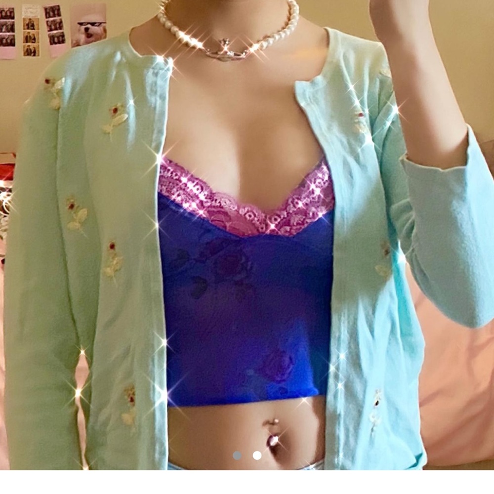 mint blue knit cardigan!! super cute vintage vibes